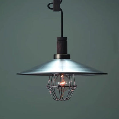 Contemporary Industrial Round Cone Wood Aluminum 1-Light Pendant Light For Living Room