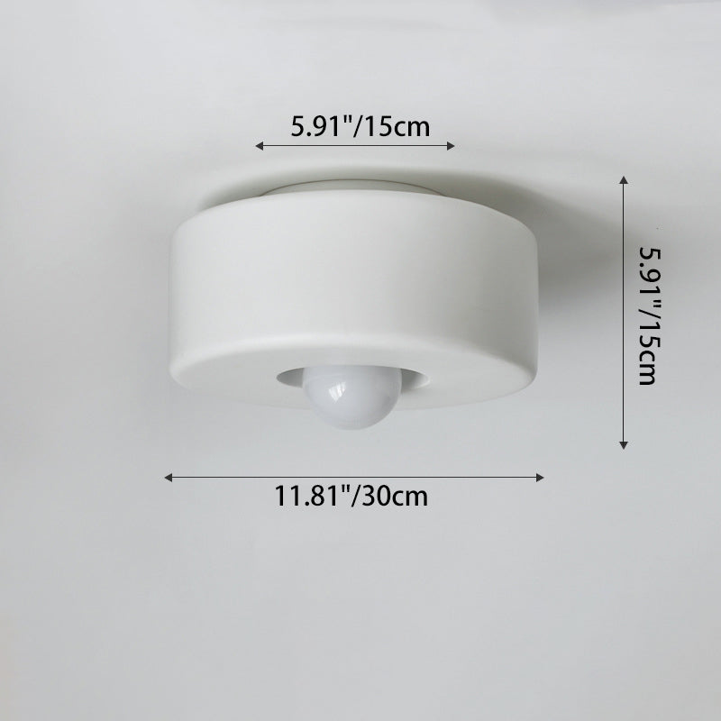 Contemporary Nordic Round Cylinder Hardware Resin 1-Light Semi-Flush Mount Ceiling Light For Hallway