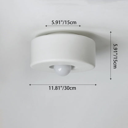 Contemporary Nordic Round Cylinder Hardware Resin 1-Light Semi-Flush Mount Ceiling Light For Hallway