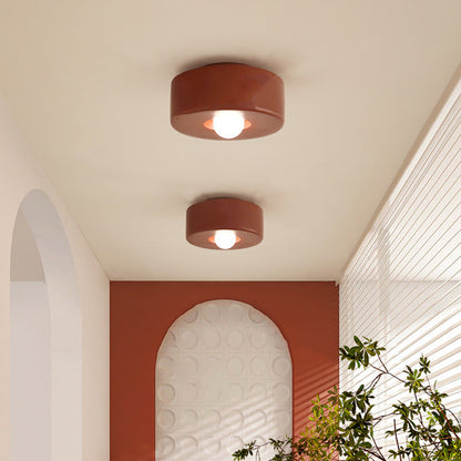 Contemporary Nordic Round Cylinder Hardware Resin 1-Light Semi-Flush Mount Ceiling Light For Hallway