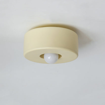 Contemporary Nordic Round Cylinder Hardware Resin 1-Light Semi-Flush Mount Ceiling Light For Hallway