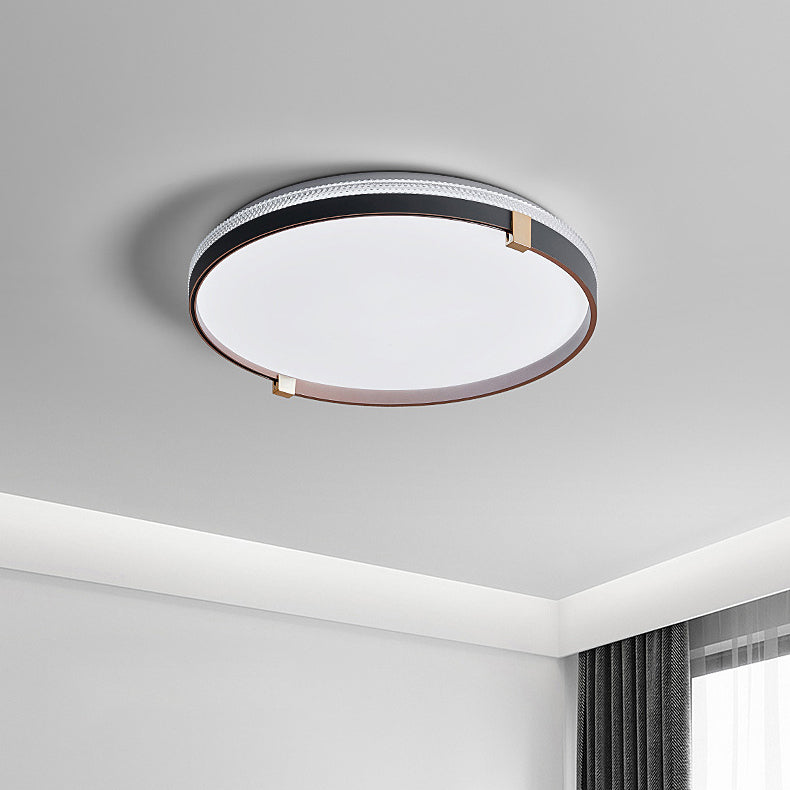 Modern Minimalist Round Dome Acrylic Iron LED Flush Mount Ceiling Light For Bedroom