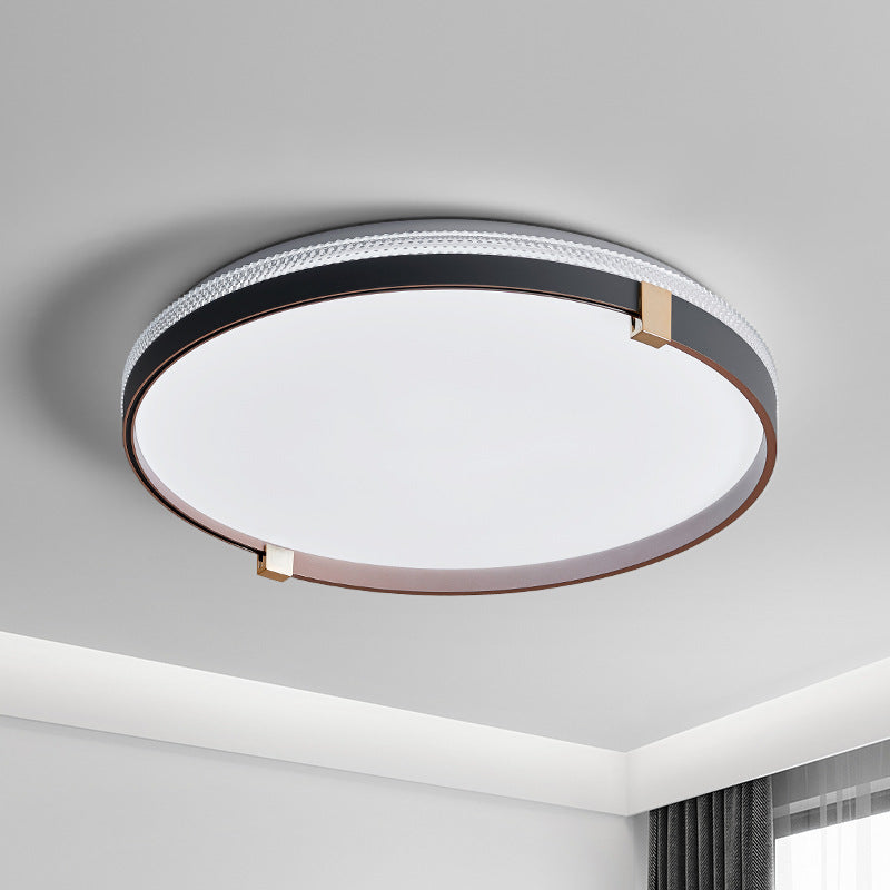 Modern Minimalist Round Dome Acrylic Iron LED Flush Mount Ceiling Light For Bedroom