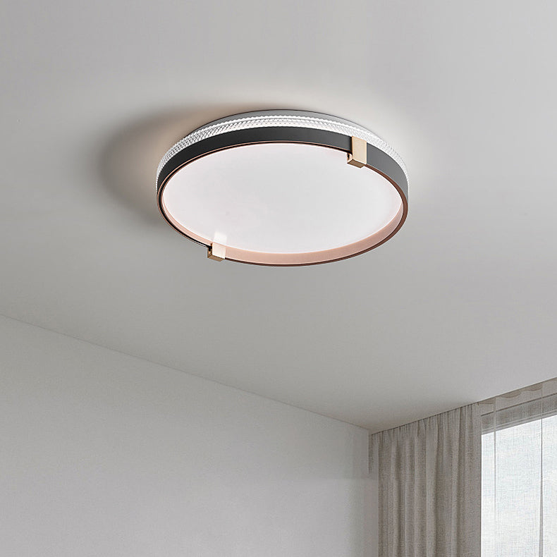 Modern Minimalist Round Dome Acrylic Iron LED Flush Mount Ceiling Light For Bedroom