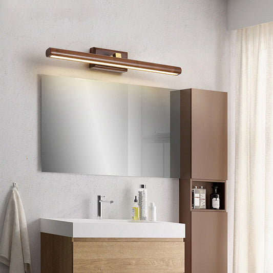 مصباح حائط LED أسطواني خطي خشبي نحاسي بتصميم عصري بسيط للحمام 