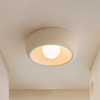 Contemporary Nordic Cream Round Dome Metal Glass LED Flush Mount Ceiling Light For Hallway
