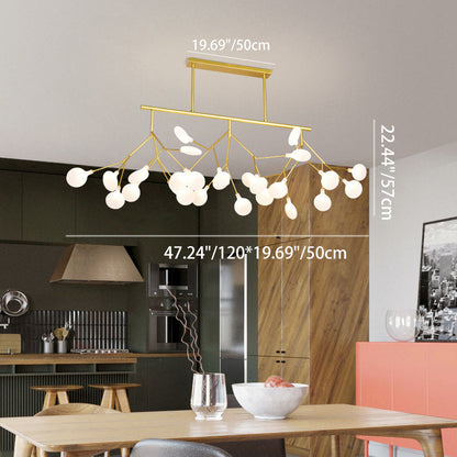 Contemporary Creative Firefly Branch Shape Round Linear Iron Acrylic 9/27 Light Chandelier For Dining Room