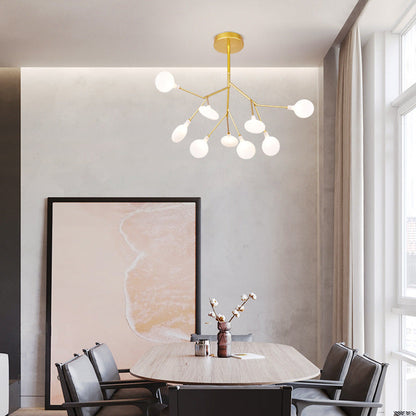 Contemporary Creative Firefly Branch Shape Round Linear Iron Acrylic 9/27 Light Chandelier For Dining Room