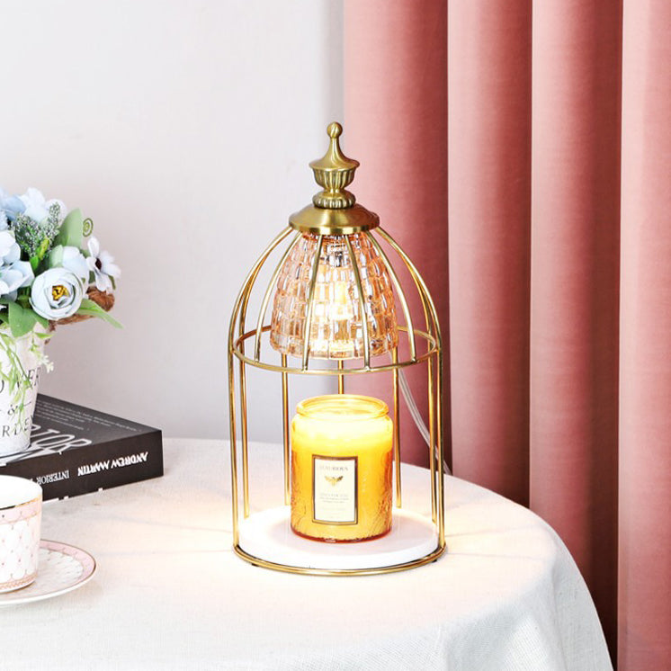 Modern Minimalist Round Cone Cylinder Marble Iron Glass 1-Light Melting Wax Table Lamp For Bedroom