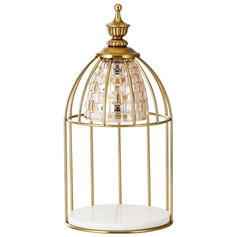 Modern Minimalist Round Cone Cylinder Marble Iron Glass 1-Light Melting Wax Table Lamp For Bedroom