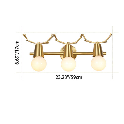 Contemporary Creative Antler Round Prism Copper Glass 2/3 Light Wall Sconce Lamp For Bathroom
