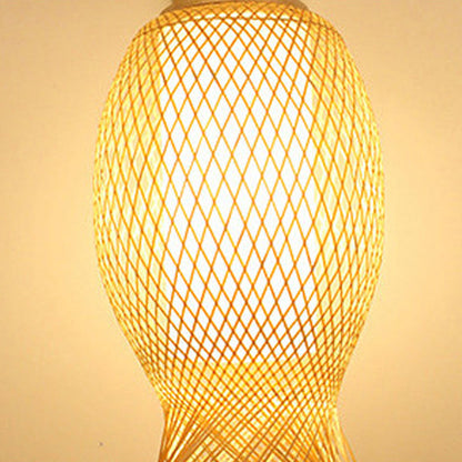 Contemporary Creative Jellyfish Oval Bamboo 1-Light Wall Sconce Lamp For Hallway