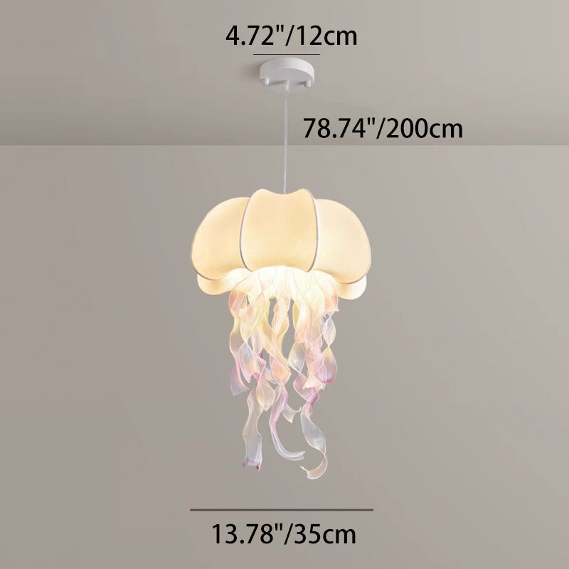 Contemporary Creative Art Jellyfish Hardware Fabric 1/3 Light Pendant Light For Bedroom