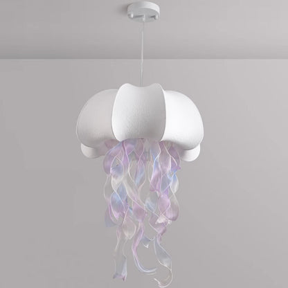 Contemporary Creative Art Jellyfish Hardware Fabric 1/3 Light Pendant Light For Bedroom