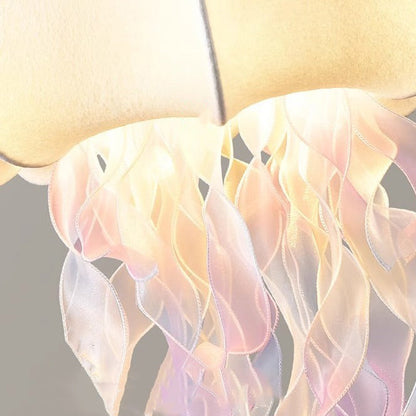 Contemporary Creative Art Jellyfish Hardware Fabric 1/3 Light Pendant Light For Bedroom
