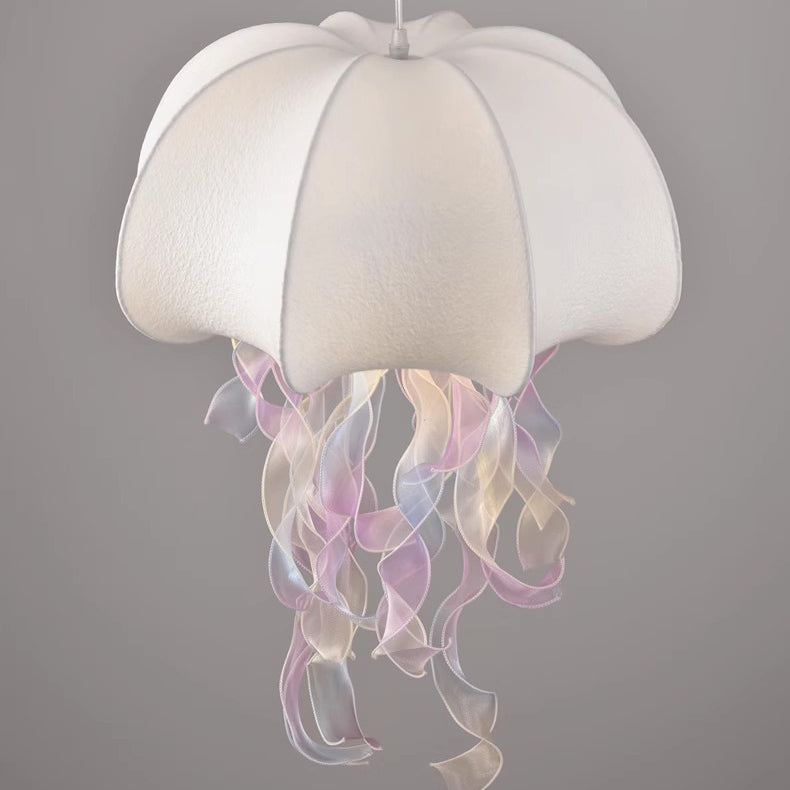 Contemporary Creative Art Jellyfish Hardware Fabric 1/3 Light Pendant Light For Bedroom
