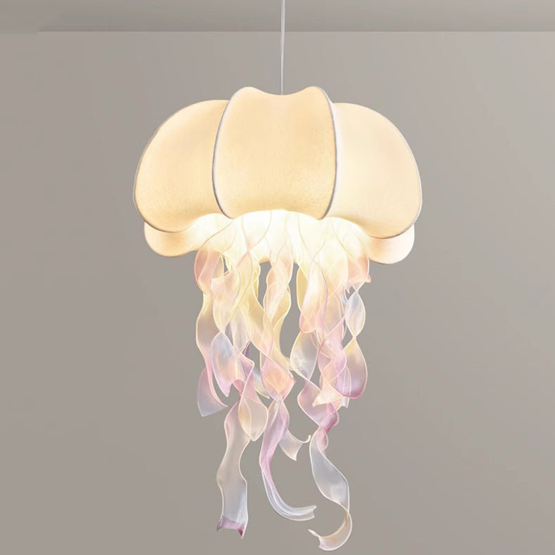 Contemporary Creative Art Jellyfish Hardware Fabric 1/3 Light Pendant Light For Bedroom