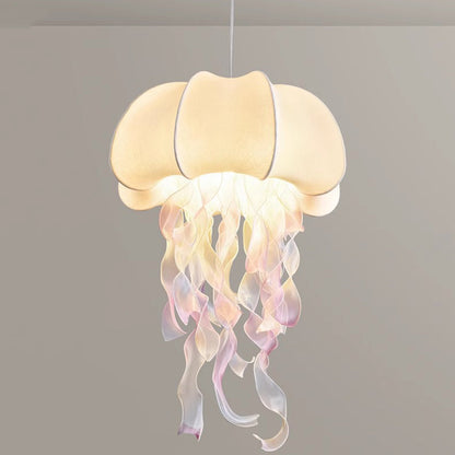 Contemporary Creative Art Jellyfish Hardware Fabric 1/3 Light Pendant Light For Bedroom