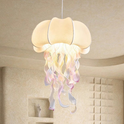 Contemporary Creative Art Jellyfish Hardware Fabric 1/3 Light Pendant Light For Bedroom