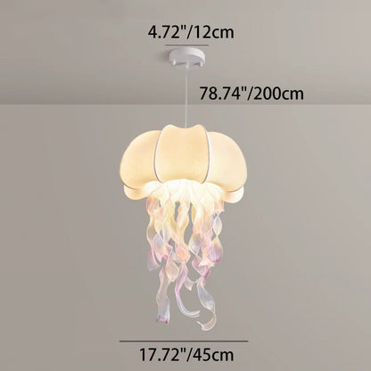 Contemporary Creative Art Jellyfish Hardware Fabric 1/3 Light Pendant Light For Bedroom
