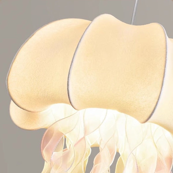 Contemporary Creative Art Jellyfish Hardware Fabric 1/3 Light Pendant Light For Bedroom