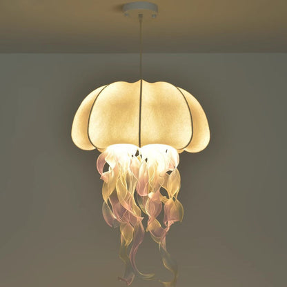 Contemporary Creative Art Jellyfish Hardware Fabric 1/3 Light Pendant Light For Bedroom