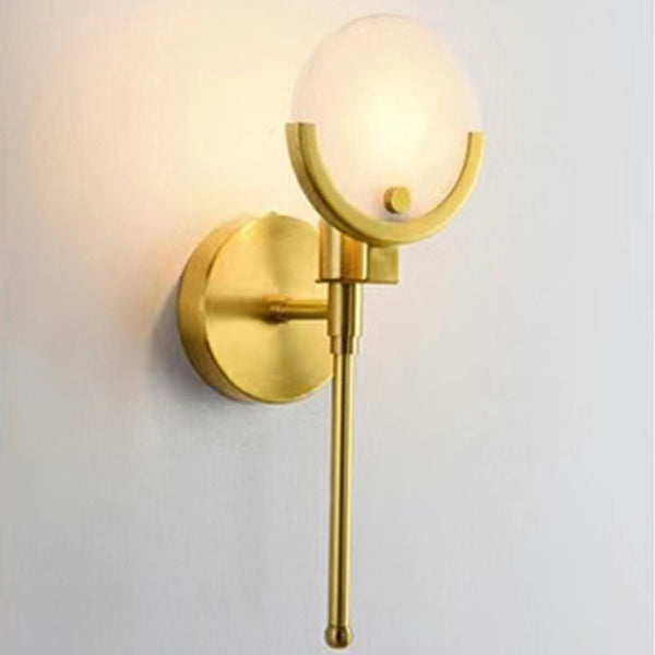Contemporary Scandinavian Round Linear Iron Marble 1-Light Wall Sconce Lamp For Bedroom