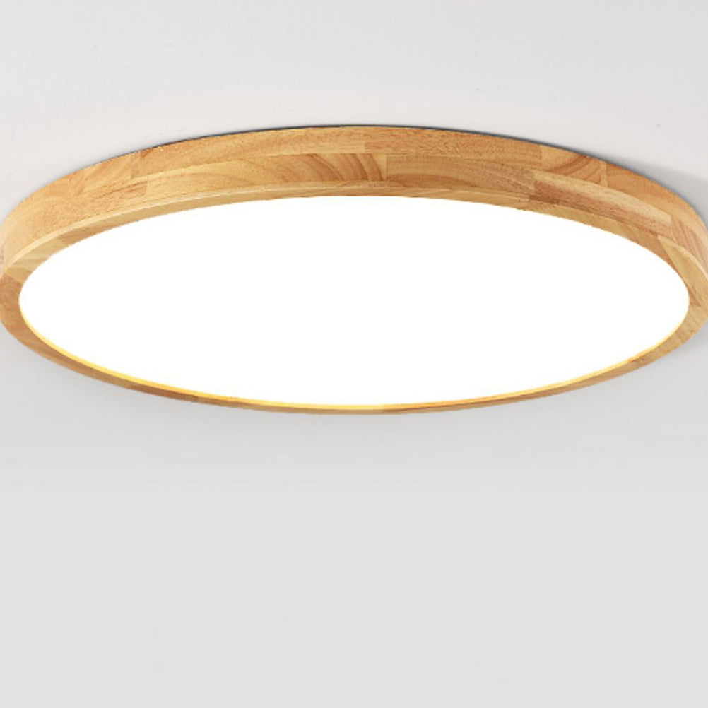 Modern Minimalist Round Dome Rubberwood Acrylic LED Flush Mount Ceiling Light For Bedroom