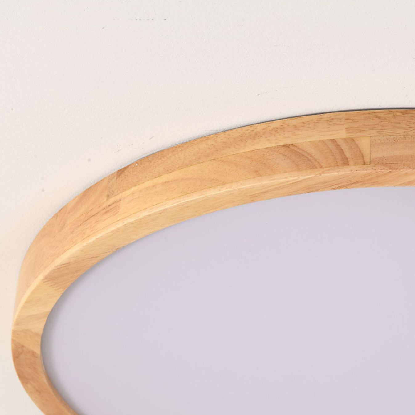 Modern Minimalist Round Dome Rubberwood Acrylic LED Flush Mount Ceiling Light For Bedroom