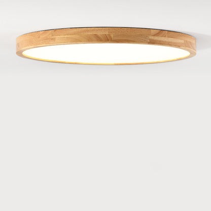 Modern Minimalist Round Dome Rubberwood Acrylic LED Flush Mount Ceiling Light For Bedroom