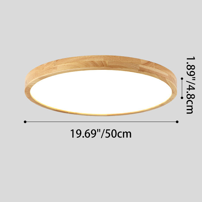 Modern Minimalist Round Dome Rubberwood Acrylic LED Flush Mount Ceiling Light For Bedroom