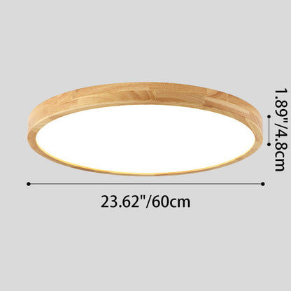 Modern Minimalist Round Dome Rubberwood Acrylic LED Flush Mount Ceiling Light For Bedroom