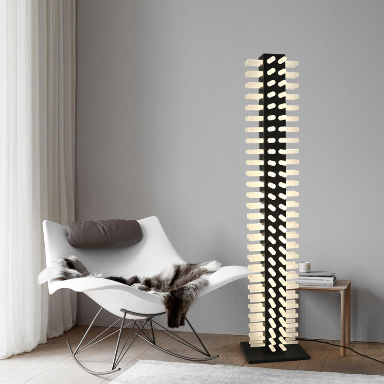 Contemporary Scandinavian Square Iron Acrylic LED Standing Floor Lamp For Living Room