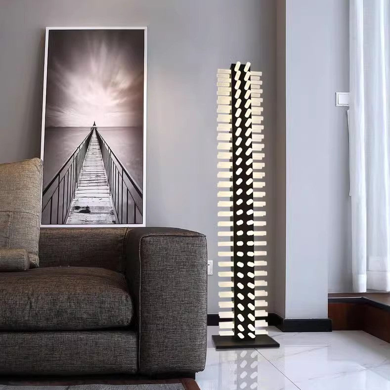 Contemporary Scandinavian Square Iron Acrylic LED Standing Floor Lamp For Living Room