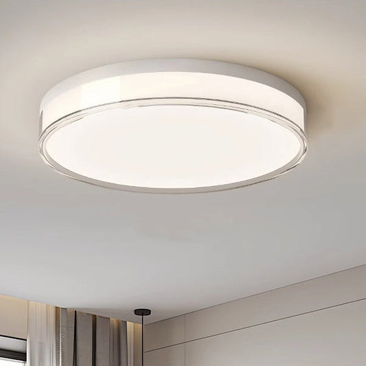 Modern Minimalist Round Cylinder Iron Acrylic LED Flush Mount Ceiling Light For Bedroom
