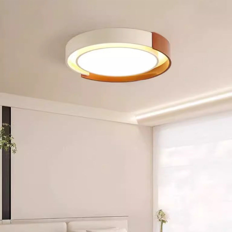 Contemporary Nordic Round Dome PE Hardware LED Flush Mount Ceiling Light For Bedroom