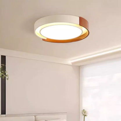 Contemporary Nordic Round Dome PE Hardware LED Flush Mount Ceiling Light For Bedroom