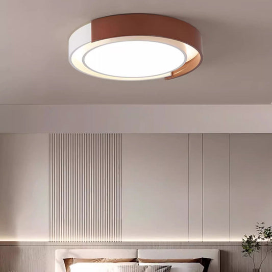 Contemporary Nordic Round Dome PE Hardware LED Flush Mount Ceiling Light For Bedroom