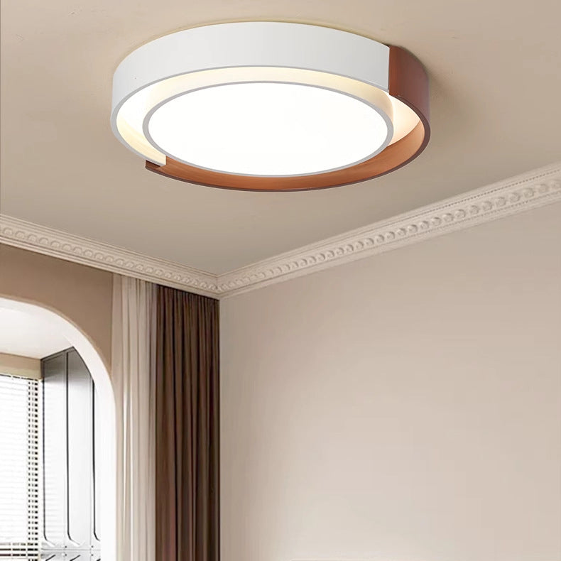 Contemporary Nordic Round Dome PE Hardware LED Flush Mount Ceiling Light For Bedroom