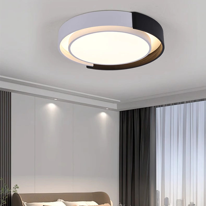 Contemporary Nordic Round Dome PE Hardware LED Flush Mount Ceiling Light For Bedroom