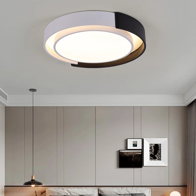 Contemporary Nordic Round Dome PE Hardware LED Flush Mount Ceiling Light For Bedroom