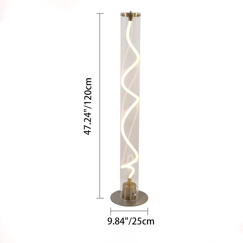 Modern Minimalist Round Cylinder Iron Acrylic LED Standing Floor Lamp For Living Room