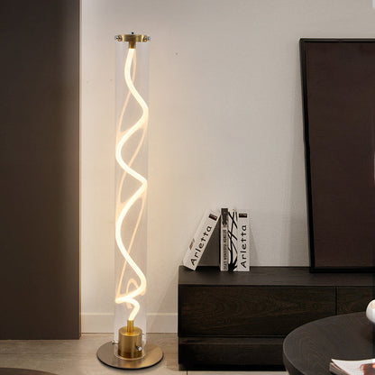 Modern Minimalist Round Cylinder Iron Acrylic LED Standing Floor Lamp For Living Room