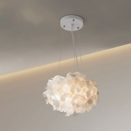 Contemporary Nordic Cream Round Petal PMMA Iron LED Chandelier For Bedroom