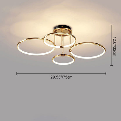 Modern Luxury Round Circle Aluminum Silicone LED Semi-Flush Mount Ceiling Light For Living Room