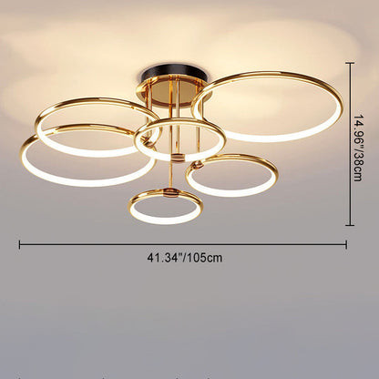 Modern Luxury Round Circle Aluminum Silicone LED Semi-Flush Mount Ceiling Light For Living Room