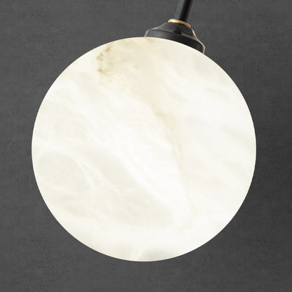 Contemporary Nordic Curved Round Orb Copper Marble 5-Light Chandelier For Living Room