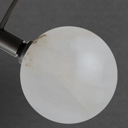 Contemporary Nordic Curved Round Orb Copper Marble 5-Light Chandelier For Living Room