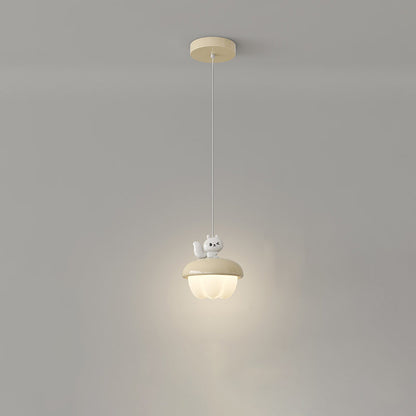 Contemporary Scandinavian Pinecone Shape Round PE Iron LED Pendant Light For Bedroom