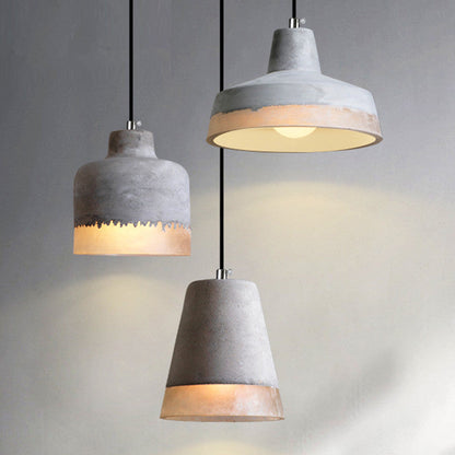 Contemporary Industrial Cylinder Prism Cement Resin 1-Light Pendant Light For Dining Room